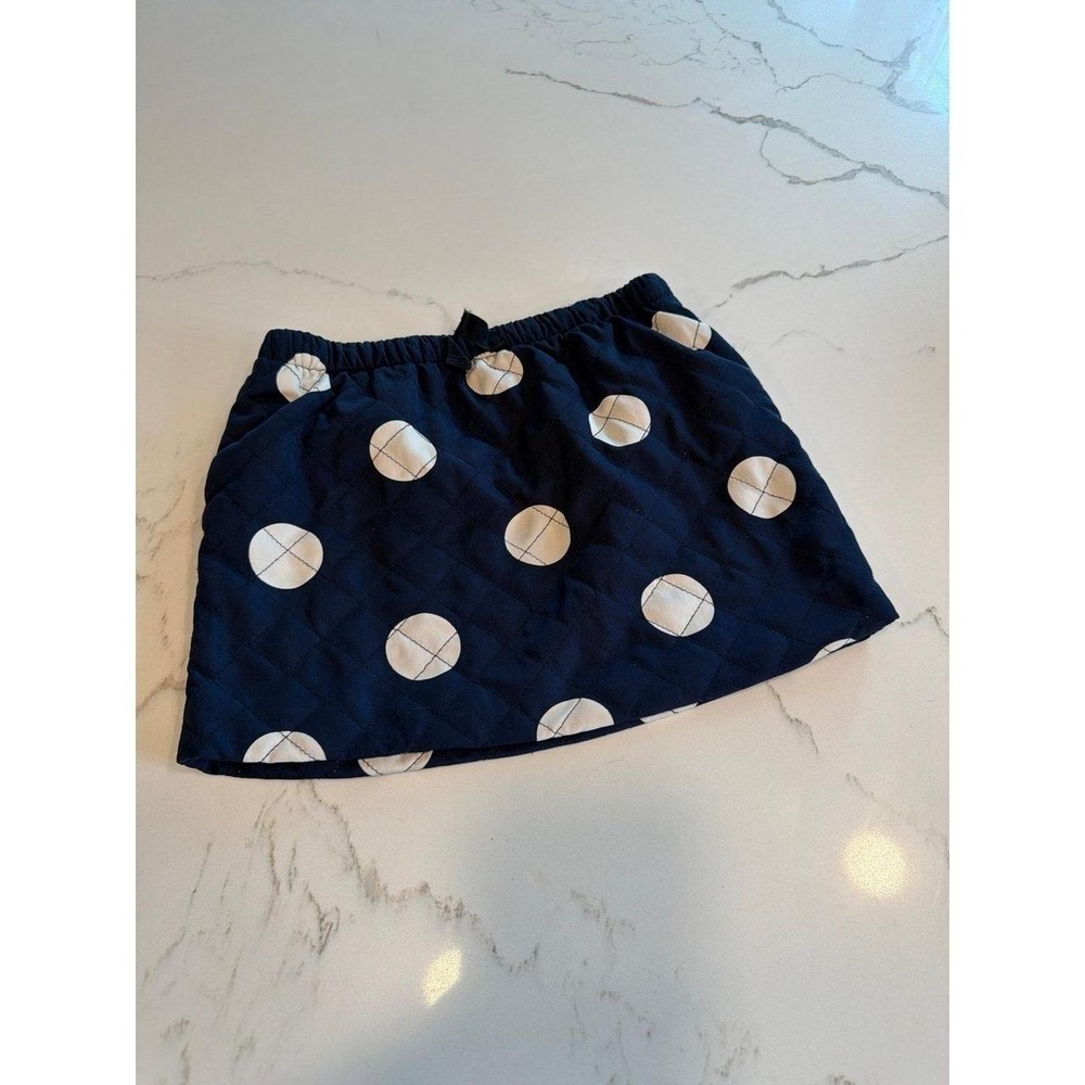 Crewcuts Girls‎ Navy & Cream Polka Dot Puffer Cotton Quilted Skirt 4-5